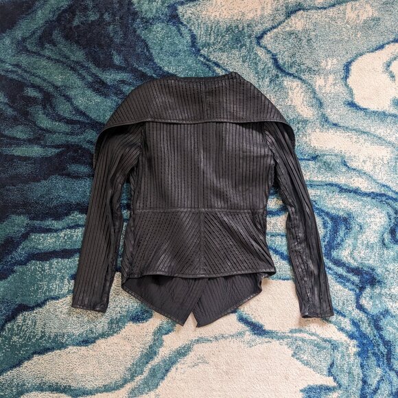 My Tribe Black Leather Jacket Open Front - Picture 7 of 9